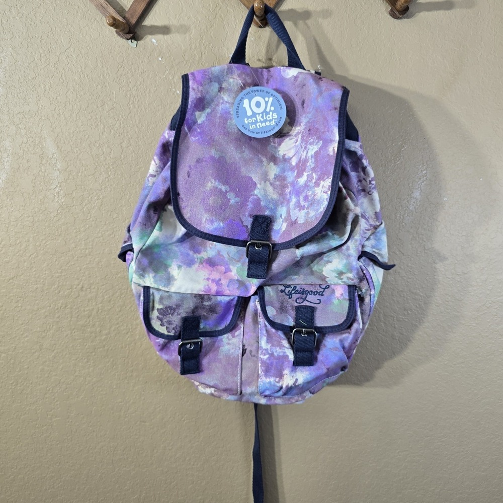 Life Is Good Canvas Backpack Purple And Green‎